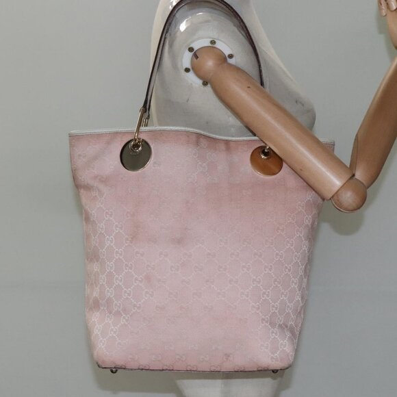 GUCCI GG Canvas Tote Bag Gold Pink 120836 Auth am7877 - Picture 12 of 14